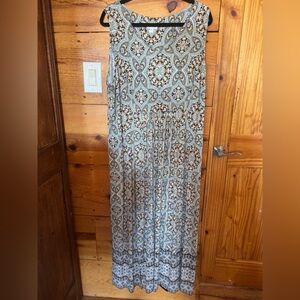 J. Jill Women’s L Knit Rayon Tank Maxi Dress Paisley Summer Comfort Beach